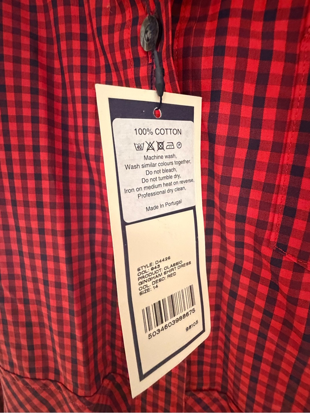 *RARE* Fred Perry Mod Ska Check Shirt Dress Made in Portugal UK 14/ US 6-8 - Picture 7 of 8